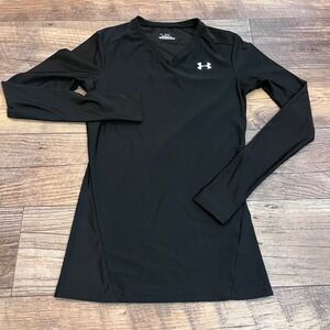 Under Armour HeatGear Womens Medium Black Long Sleeve V-Neck Compression Shirt